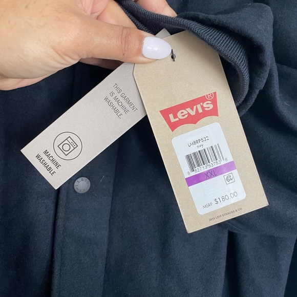 NWT!!! LEVI’S Men’s Lined Wool Coat. Navy. XXL - Picture 6 of 6